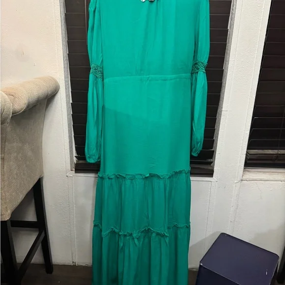 Chic Teal Long Sleeve Maxi Dress - Picture 9 of 15
